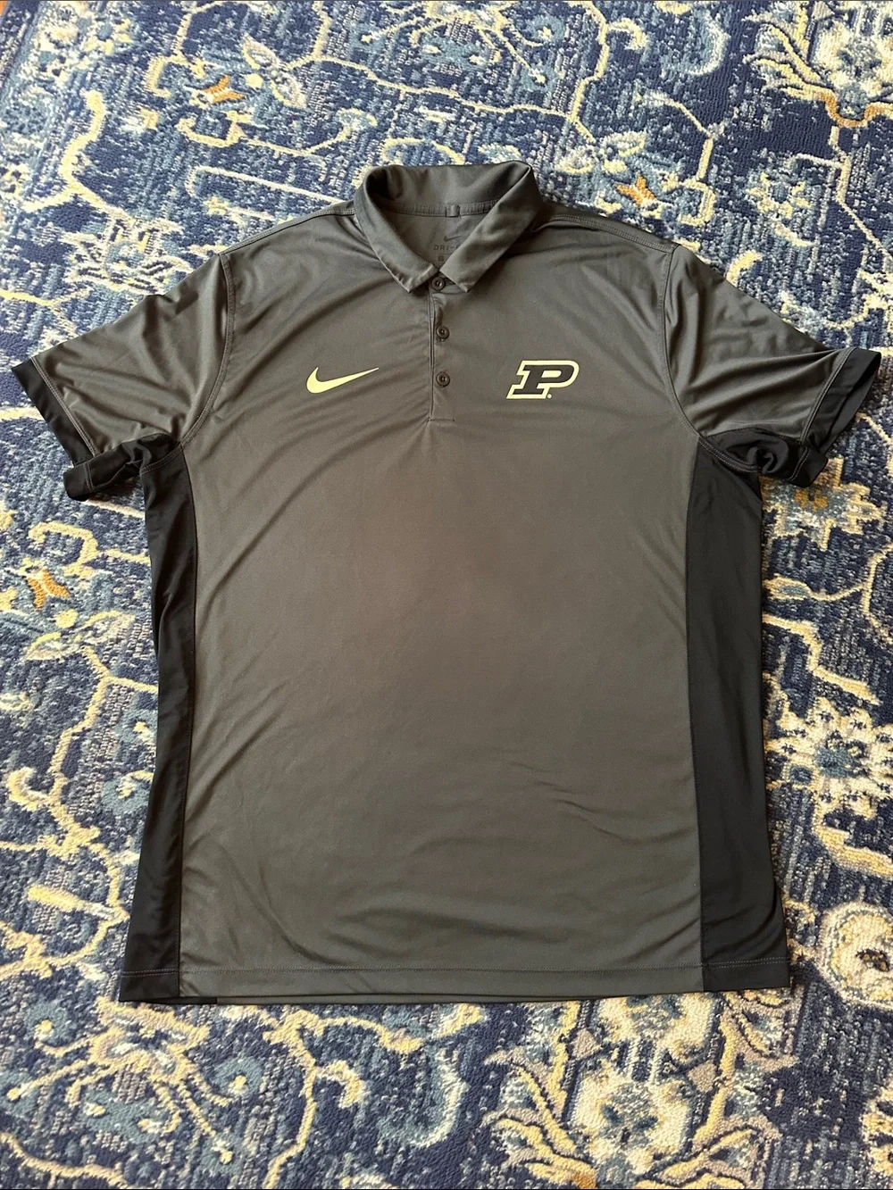 Nike Black and Gold Purdue Polo Shirt